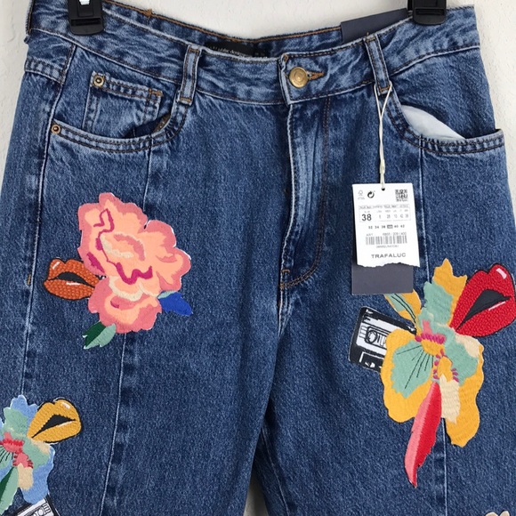 Zara - floral patch mom fit jeans - Picture 4 of 7
